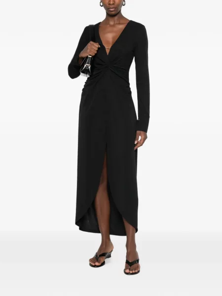 Rochie midi Imperial cu decolteu în V negru