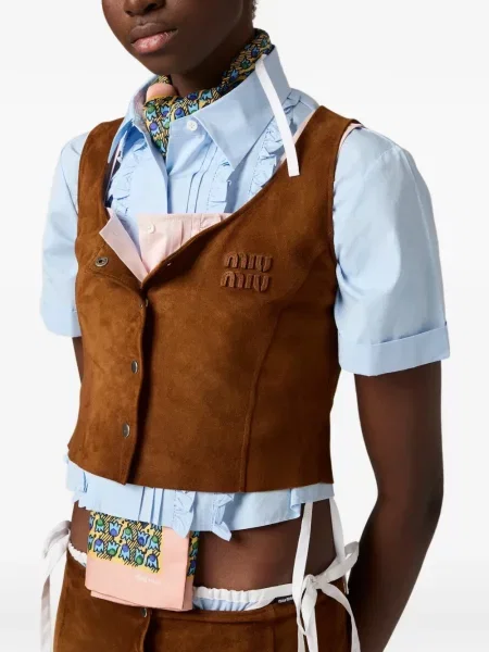 Top Miu Miu din poplin roz