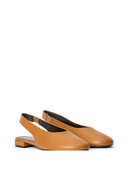 Lniane balerinki Stuart Weitzman z otwartą piętą brązowe