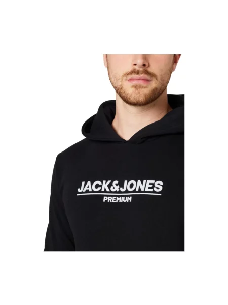 Bluza z kapturem Jack & Jones z nadrukiem czarna