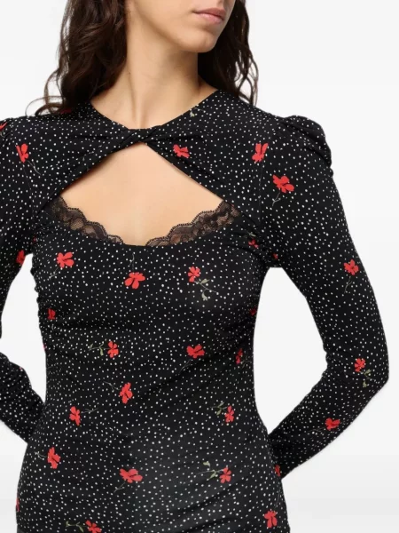 Top Mar De Margaritas cu model floral cu imagine din dantelă negru
