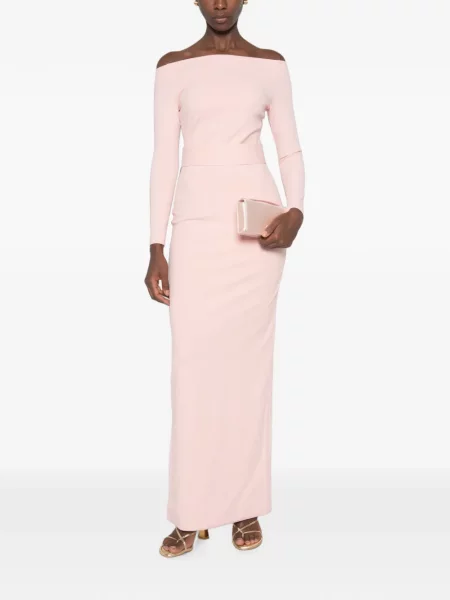 Rochie maxi Solace London cu umerii deschiși roz