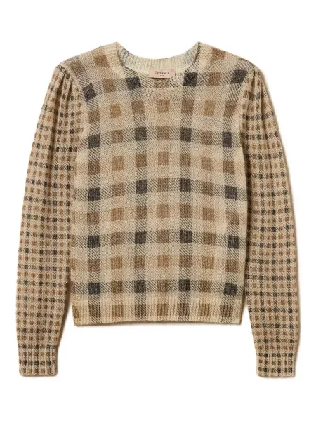 Кариран пуловер Twinset с принт