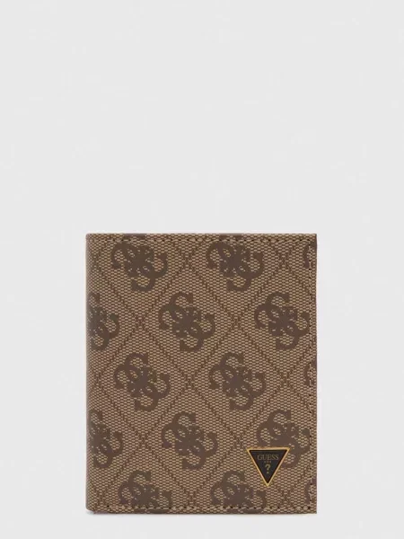 Шкіряний гаманець Guess бежевий