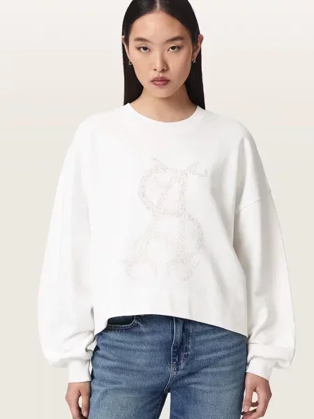 AllSaints hanorac pentru femei din REFLEX LILA alb