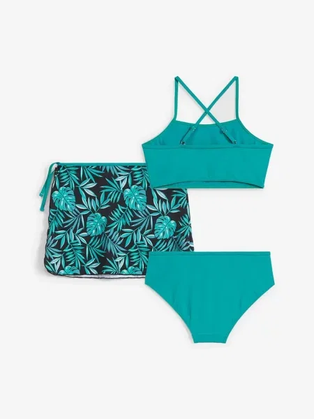 Bikini + spódniczka 3 części zielona
