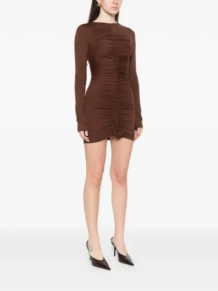 Rochie mini La Reveche cu volane maro