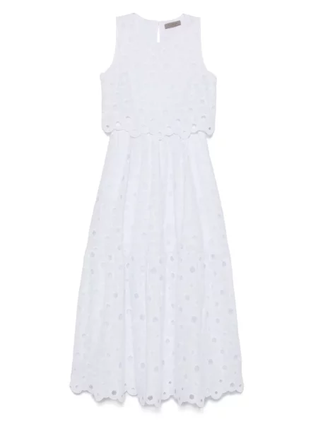 Rochie maxi D.exterior cu broderie de costum alb