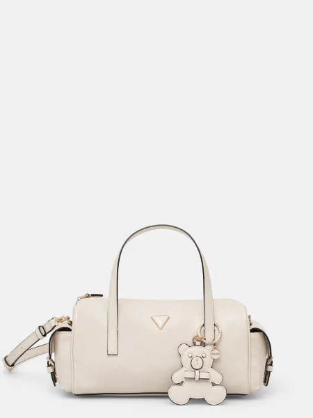 Guess torebka bagietka z imitacji skóry KASSIE beżowa