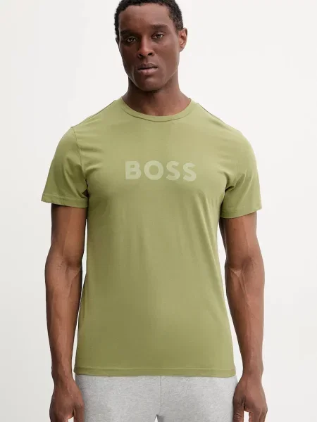 BOSS t-shirt plażowy wzorzysty zielony