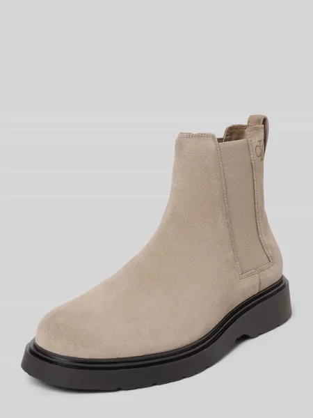 Buty chelsea z mieszanki skóry i tkaniny z elastycznymi wstawkami Calvin Klein Jeans