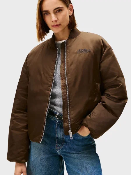 Атласний бомбер Tommy Hilfiger коричневий