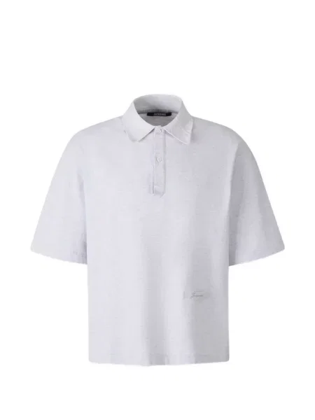 Tricou polo Jacquemus cu autograf gri
