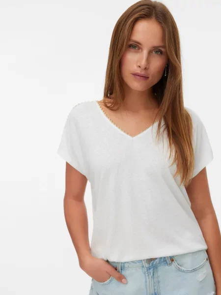 VERO MODA Tricou VMJACKIE auriu alb