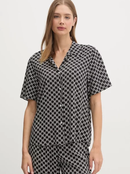 Karl Lagerfeld camasa femei cu guler clasic regular negru