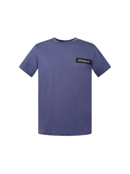 Koszulka Emporio Armani z okrągłym dekoltem z logo niebieska