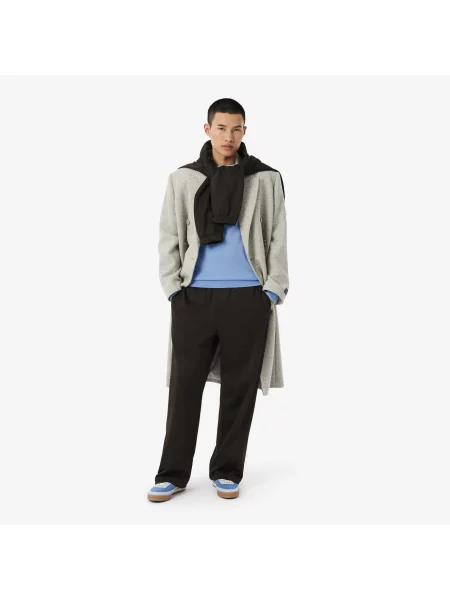 Lacoste Sweter Z Okrągłym Dekoltem Z Wełny Merynosów niebieski