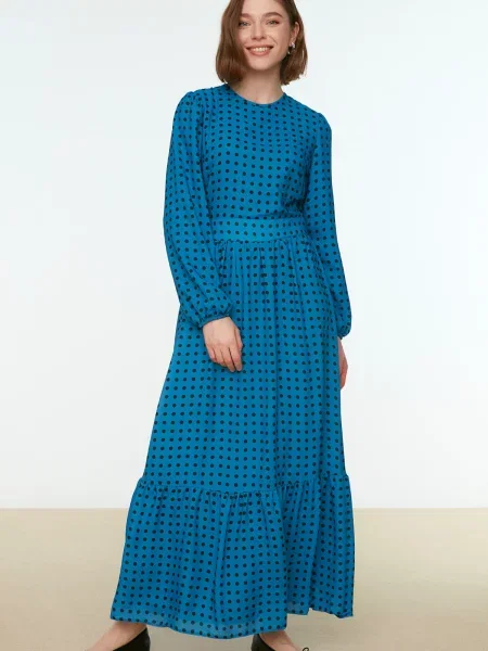 Rochie Trendyol cu buline țesută albastru