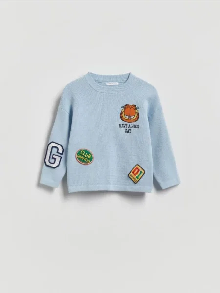 Reserved светр Garfield блідо-блакитний блакитний