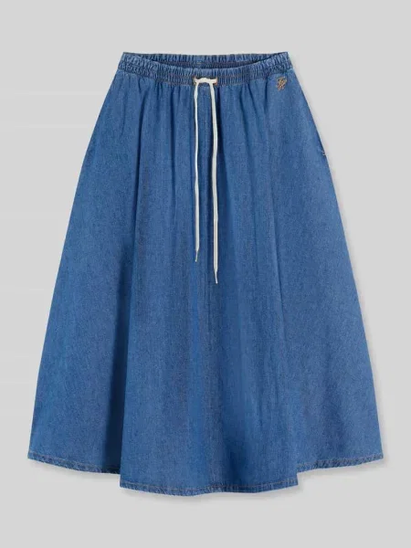 Rozkloszowana spódnica midi z czystej bawełny Tommy Hilfiger błękitna