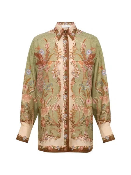 Cămașă Zimmermann cu model floral cu imagine verde