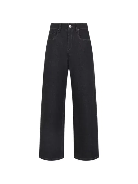 Blugi cu picior larg Brunello Cucinelli negru