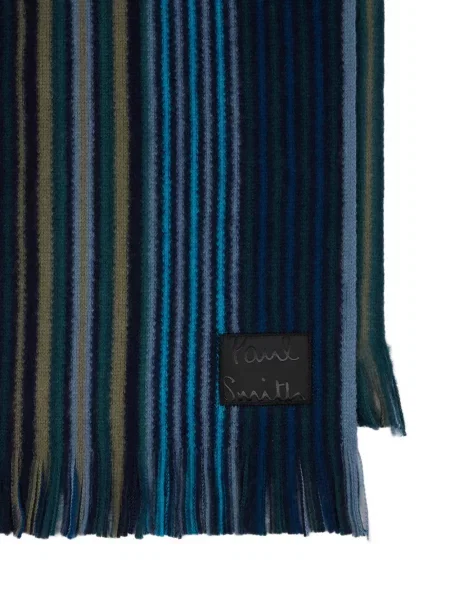 Fular Paul Smith de lână cu dungi albastru