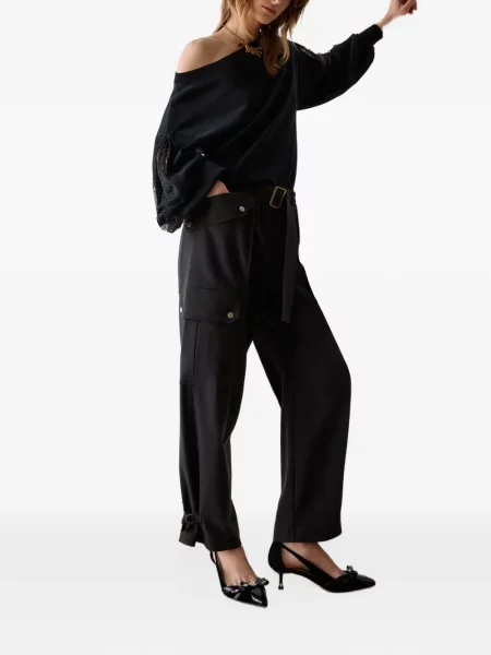 Pantaloni cargo Liu Jo de flanelă negru