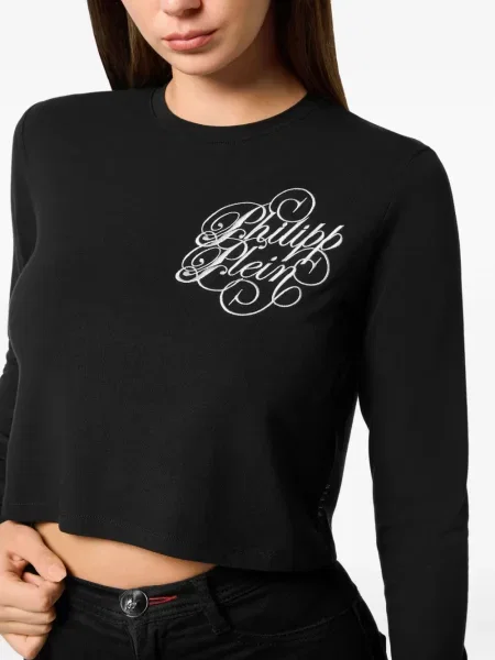 Top Philipp Plein cu broderie lung negru
