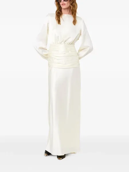 Rochie maxi Nicholas cu volane alb