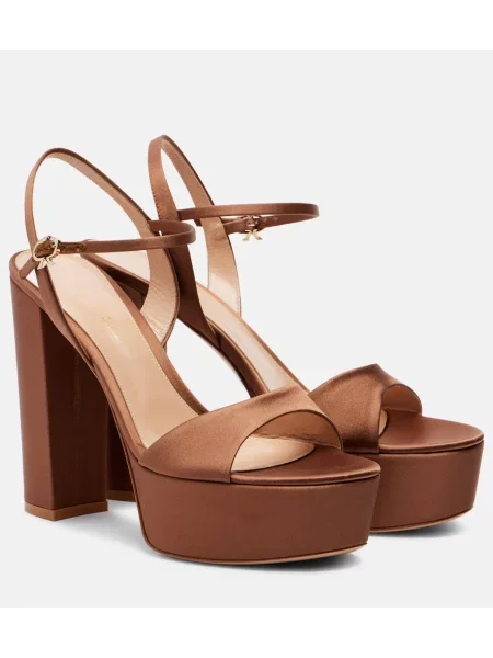 Sandale Gianvito Rossi din satin cu platformă maro