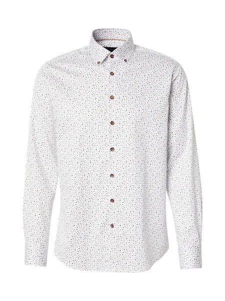 Bugatti Cămașă bleumarin / maro deschis / verde iarbă alb