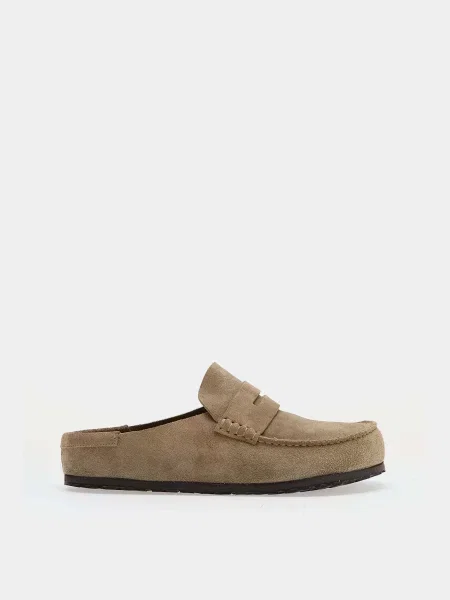 Замшевые мюли Birkenstock бежевые