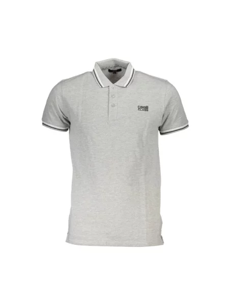 Koszulka polo Cavalli Class z krótkim rękawem szara
