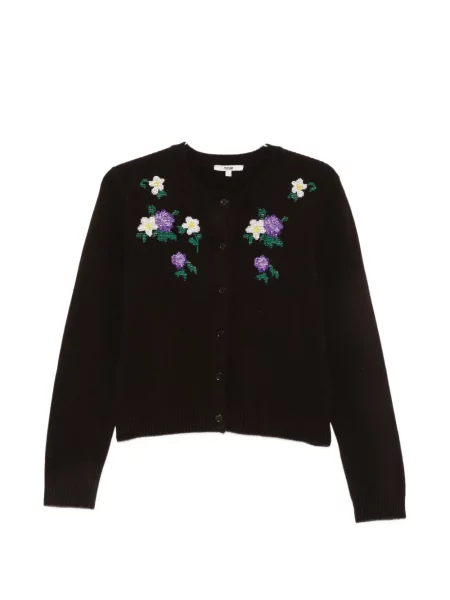Cardigan Maje cu model floral cu mărgele maro