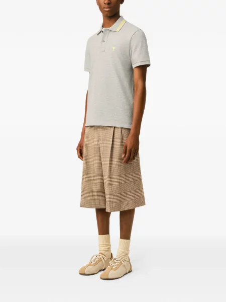 Tricou polo Ami Paris gri