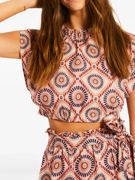 Top Lemlem cu imprimeu geometric maro