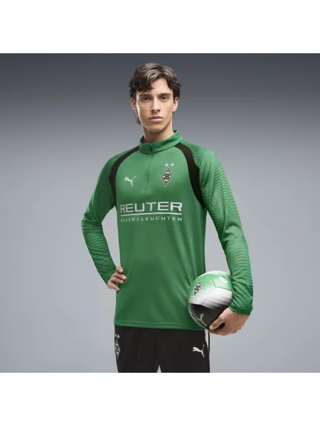 PUMA MÄ™ska dopasowana bluza treningowa Borussia MÃ¶nchengladbach z zamkiem pod szyjÄ… Akcesoria S zielony