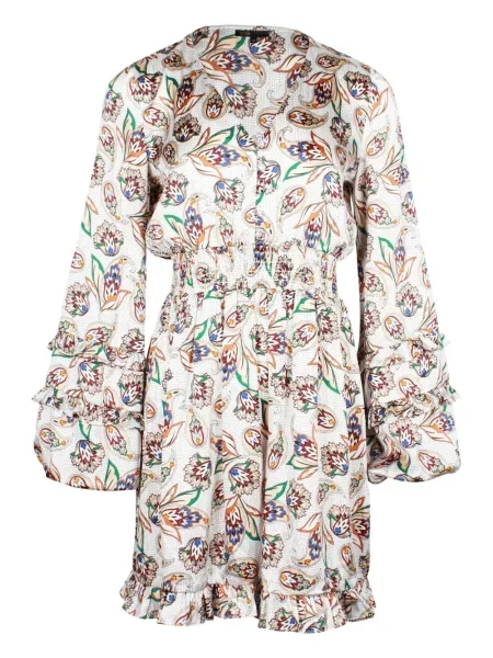 Rochie mini Maje cu imagine cu model paisley de costum alb