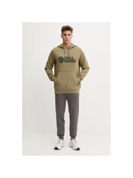 Bluza Fjällräven Logo Hoodie light olive zielona