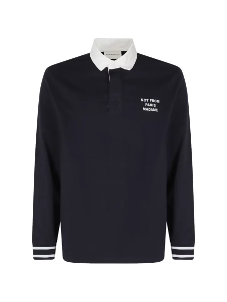 Lung tricou polo Drole De Monsieur cu imagine albastru