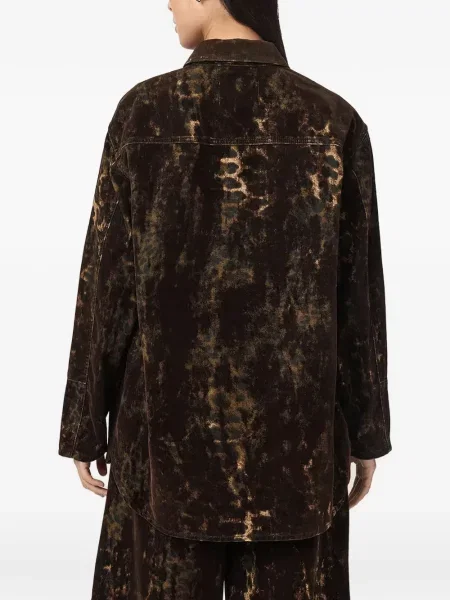 Cămașă de blugi Allsaints cu imagine cu model leopard maro