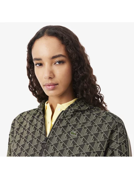 Lacoste Bluza Z Zamkiem Z Monogramem Regular Fit brązowa