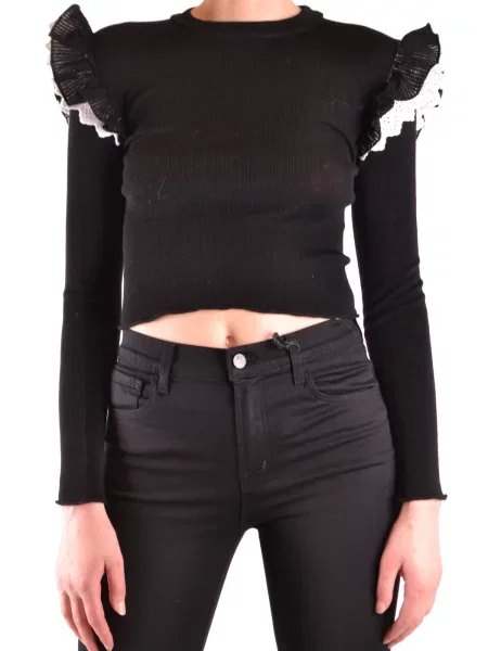 Krótki top Philosophy z falbankami czarny