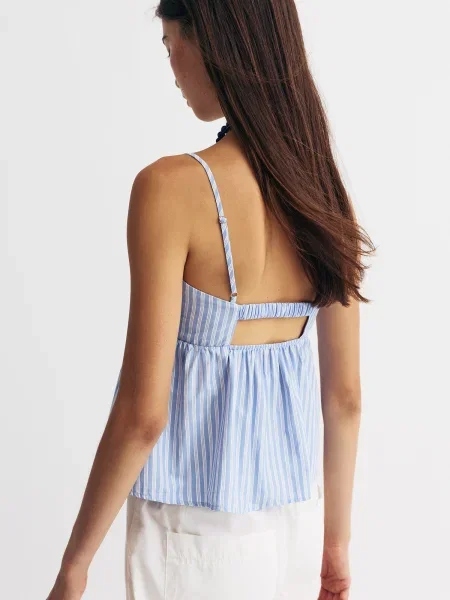 Pull&Bear Top PACIFIC svetlo modra bela