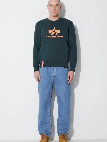 Μπλούζα Alpha Industries Basic πράσινο λευκό