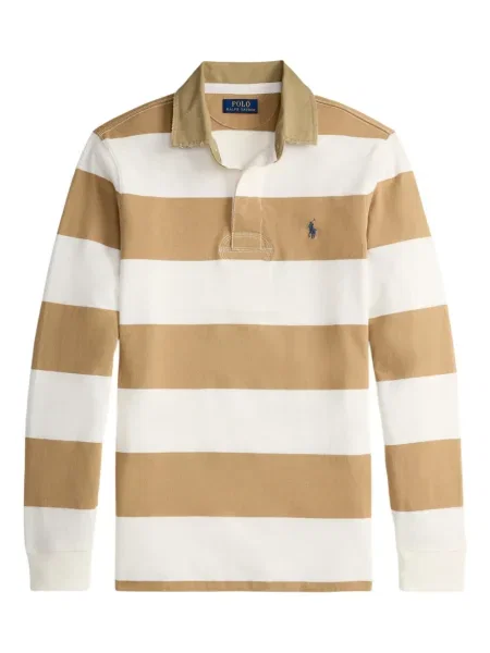 Dlouhá pruhovaná s límcem kšiltovka Polo Ralph Lauren modrá