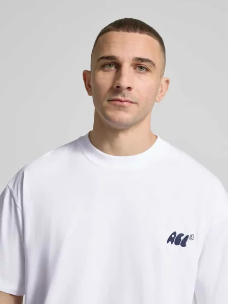 T-shirt w kroju regular fit z haftowanym logo Another Cotton Lab biała