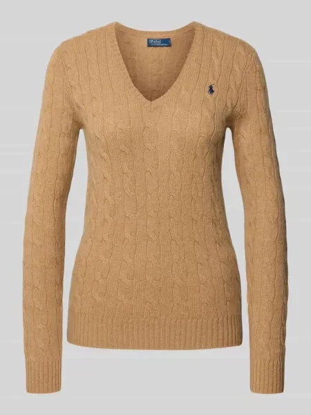 Polo Ralph Lauren Swetry Kobieta M Wełna Kimberly V-neck Knitwear brązowy