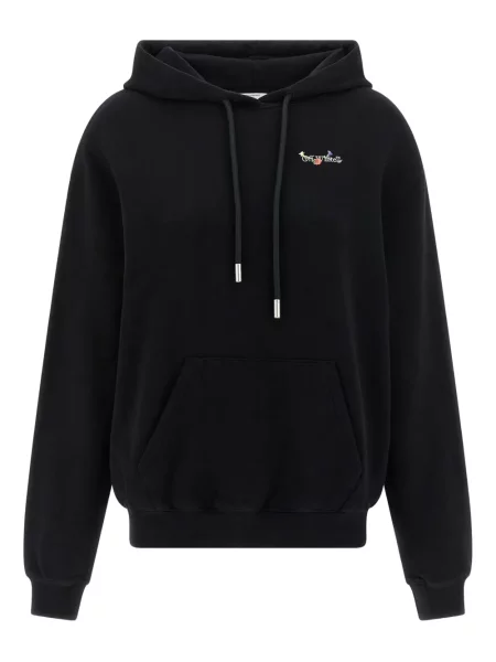 Hanorac cu glugă Off-white cu model floral alb